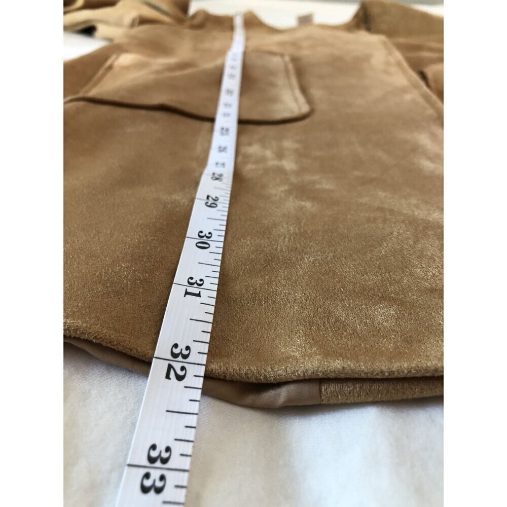 Women Open-Front Faux Suede Coat Size S Tan Pockets Soft Western Cowgirl Outdoor - Picture 6 of 6